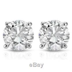 1/2Ct Round Genuine Diamond Studs Earrings in 14K White Or Yellow Gold