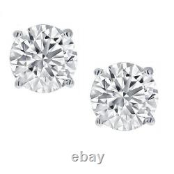 1/2ct REAL Diamond Stud Earrings in 14K White Gold Screw-Back Settings