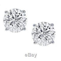 1/2ct Real (Natural) Round Diamond Solitaire Stud Earring set in 14K White Gold