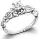 1/2ct Vintage Round Diamond Solitaire Engagement Ring 14k White Gold