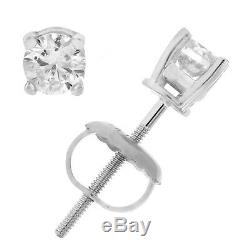 1/3 cttw Certified Round Diamond Stud Earrings 14K White Gold With Screw-Backs