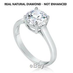 1.5 Ct Real Natural Diamond Engagement Ring Round Cut D Vs2 14K White Gold