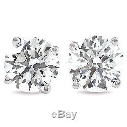 1.50Ct Round Cut Natural Diamond Stud Earrings in 14K White or Yellow Gold