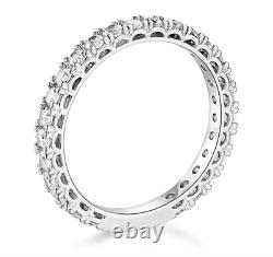 1.75 Ct Round Real 14k White Gold Eternity Pavé Anniversary Wedding Band Ring