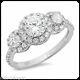 1.80ct Three Stone Cut Diamond Solid 14k White Gold Engagement Wedding Halo Ring