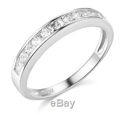 1 Ct Princess Cut Real 14k White Gold Engagement Wedding Anniversary Band Ring