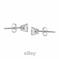 1 ct Round Diamond Stud Earrings 14K White Gold (1 ct, I Color, I2-I3 Clarity)