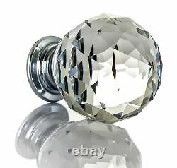 10 Crystal Glass Door Knobs Diamond Drawer Cabinet Furniture Handle Knob Kitchen