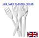 100 Pack White Plastic Forks Strong For Parties Restaurants Catering Wholesale