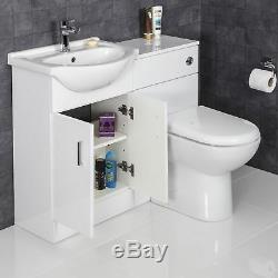 1050mm Toilet and Bathroom Vanity Unit Combined Basin Sink Furniture Gloss White