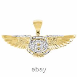 10K Yellow Gold Diamond Bentley Pendant Mens Flying B Logo Wing Charm 0.59 Ct