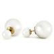 14k Gold Tribal Double White Shell Pearls Stud Earrings (yellow Gold)
