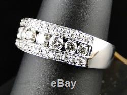 14K New Mens White Gold Round Cut Diamond Ring Wedding Band 1.2 Ct 7.5 Mm