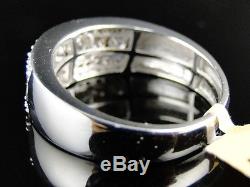 14K New Mens White Gold Round Cut Diamond Ring Wedding Band 1.2 Ct 7.5 Mm
