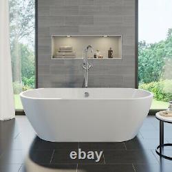 1650 Luxury Modern Freestanding Bath Double Ended Built in Waste White Acrylic