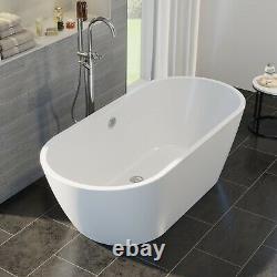 1650 Luxury Modern Freestanding Bath Double Ended Built in Waste White Acrylic
