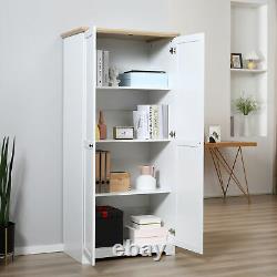 172cm Wooden Storage Cabinet Cupboard With 2 Doors 4 Shelves White Pantry Closet