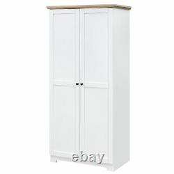 172cm Wooden Storage Cabinet Cupboard With 2 Doors 4 Shelves White Pantry Closet