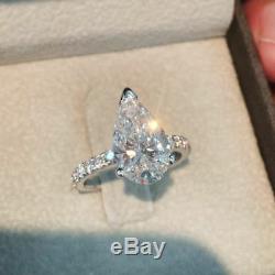 18K White Gold Diamond Engagement Wedding Ring Set 2.5 Carat Pear Shaped F VS2