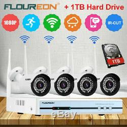 1TB HDD 4CH Wireless 1080P CCTV DVR Outdoor WIFI Bullet Security Camera System