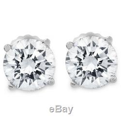 1ct Round Diamond Stud Earrings in 14K White Gold with Screw Backs