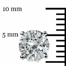 2.00 CT Round Earrings 14K Solid White Gold Basket Studs Brilliant Screw Back