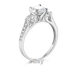 2.25 Ct Round Cut 3-Stone Engagement Wedding Ring Real Solid 14K White Gold