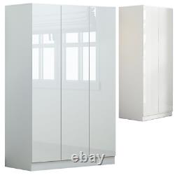 2 & 3 Door High Gloss White Wardrobe Modern Bedroom Furniture Soft Close Doors