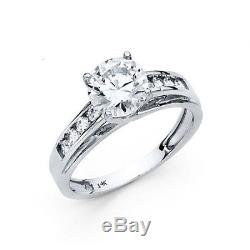 2.5 CTW Round Brilliant Cut Engagement Wedding Ring Trellis Real 14K White Gold
