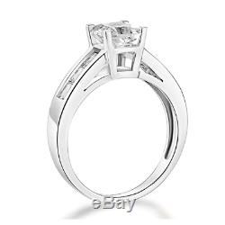 2.5 Ct Princess Cut Engagement Wedding Ring Channel Setting Solid 14K White Gold