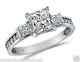 2.50 Ct Engagement Wedding 3-stone Ring Real 14k White Gold Diamond Simulation