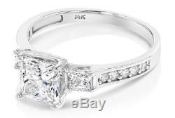 2.50 Ct Engagement Wedding 3-Stone Ring Real 14K White Gold Diamond Simulation