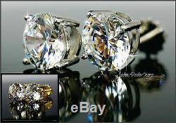 2.50 Ct Round Cut Stud Earrings 14k White & Yellow Gold Gold Simulated Diamonds