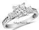 2.6 Ct Engagement Wedding 3-stone Ring Real 14k White Solid Gold Princess Cut