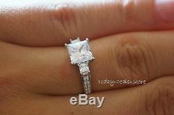 2.6 Ct Princess Cut Engagement Wedding Ring 3 Three-Stone Solid 14K White Gold