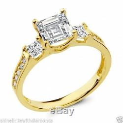 2.60 CTW three 3-stone ring princess cut vvs/d engagement wedding white 14k gold