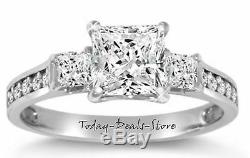 2.60 CTW three 3-stone ring princess cut vvs/d engagement wedding white 14k gold