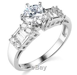 2.75 Ct Round Cut Engagement Wedding Ring Set Real 14K White Gold Matching Band