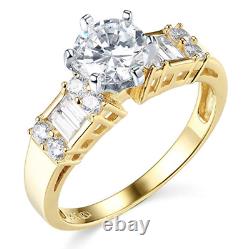 2.75 Ct Round Cut Engagement Wedding Ring Set Real 14K Yellow Gold Matching Band