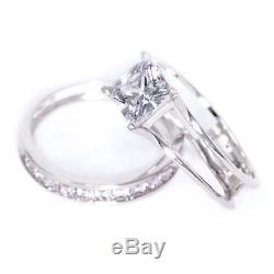 2 Ct Princess Cut 2 Piece Solid 14K White Gold Engagement Wedding Ring Band Set