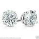 2 Ct Round Earrings Studs Solid 14k White Gold Brilliant Cut Basket Screw Back