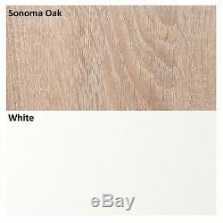 2 Door Double Wardrobe in White & Sonoma Oak Effect Bedroom Furniture Cupboard