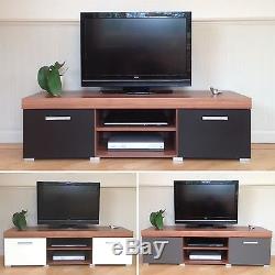 2 Door TV Cabinet 140cm Plasma Low Bench Stand Unit Black White Graphite Walnut