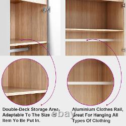 2 Door Wardrobe With Mirror High Gloss Large Storage 4 Colors Cupboard Furniture