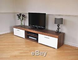 2 Metre Large 2 Door TV Cabinet Plasma Bench Stand Unit Black Walnut Grey White