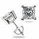 2 Ct Princess Cut Solitaire Stud Earrings Solid 14k White Gold Lab Diamond