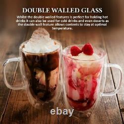 2 x Double Walled Insulated Glasses Thermal Coffee Glass Mug Tea Latte Espresso