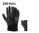 240 Pairs Of Brand New Black Nylon Pu Safety Work Gloves
