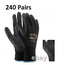 240 Pairs Of Brand New Black Nylon PU Safety Work Gloves