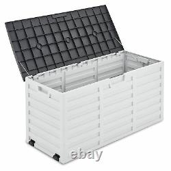 260L Outdoor Garden Storage Plastic Box Chest Tools Cushions Toys Lockable Seat